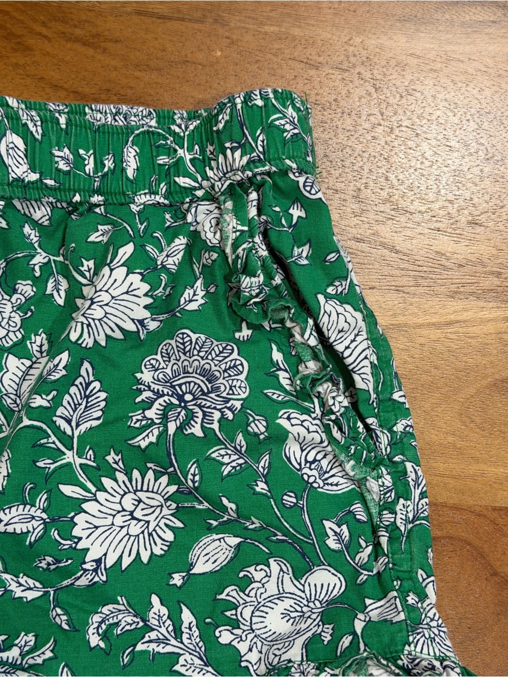 Crewcuts Girl’s Green Floral Ruffle-Hem Shorts w/ Elastic Waist Size 8 - Picture 4 of 6